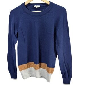 Madewell Sweater Womens M Blue Colorblock Preppy Raglan Elbow Patch Knit Top